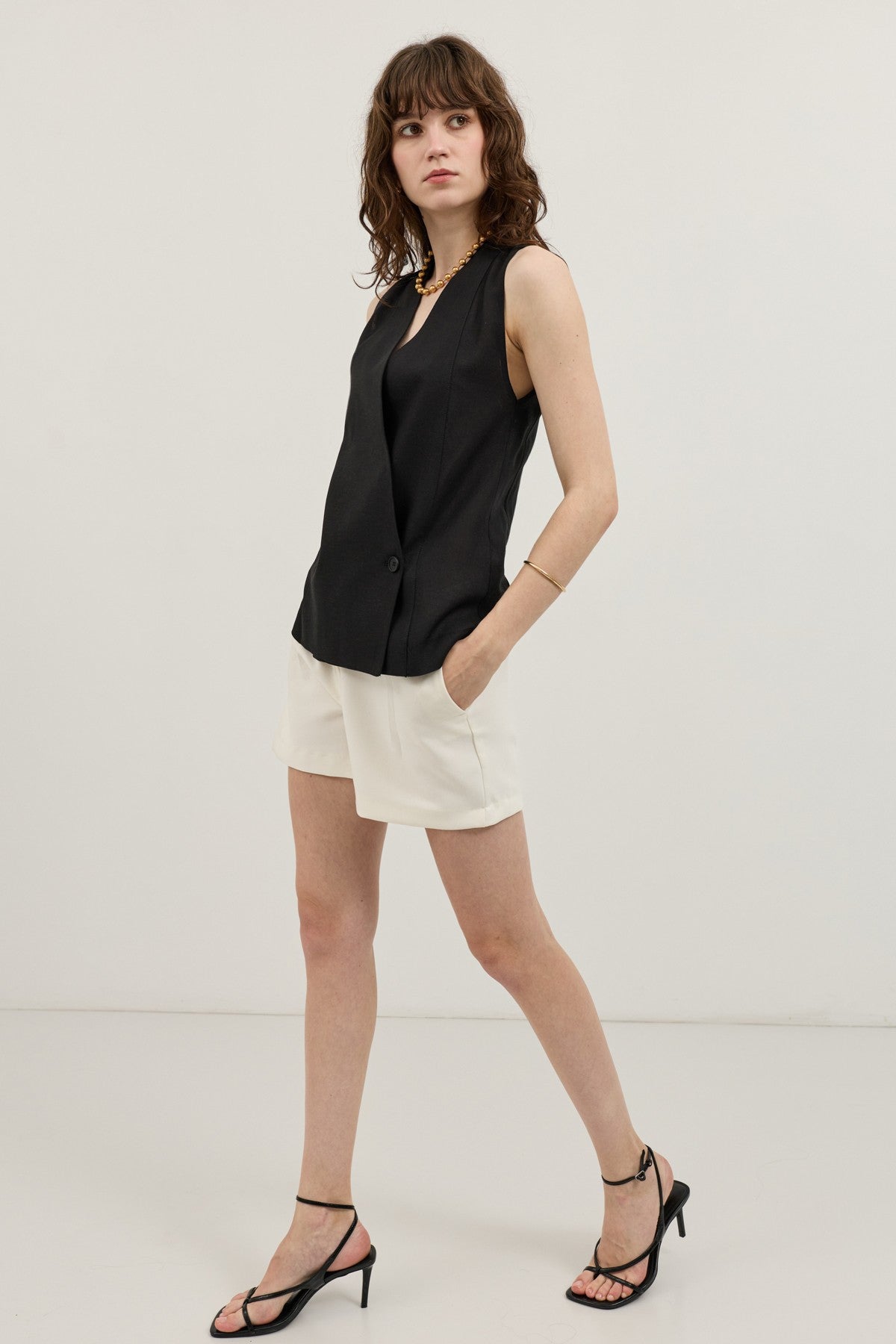Women's Linen-Blend Wrap-Style Vest