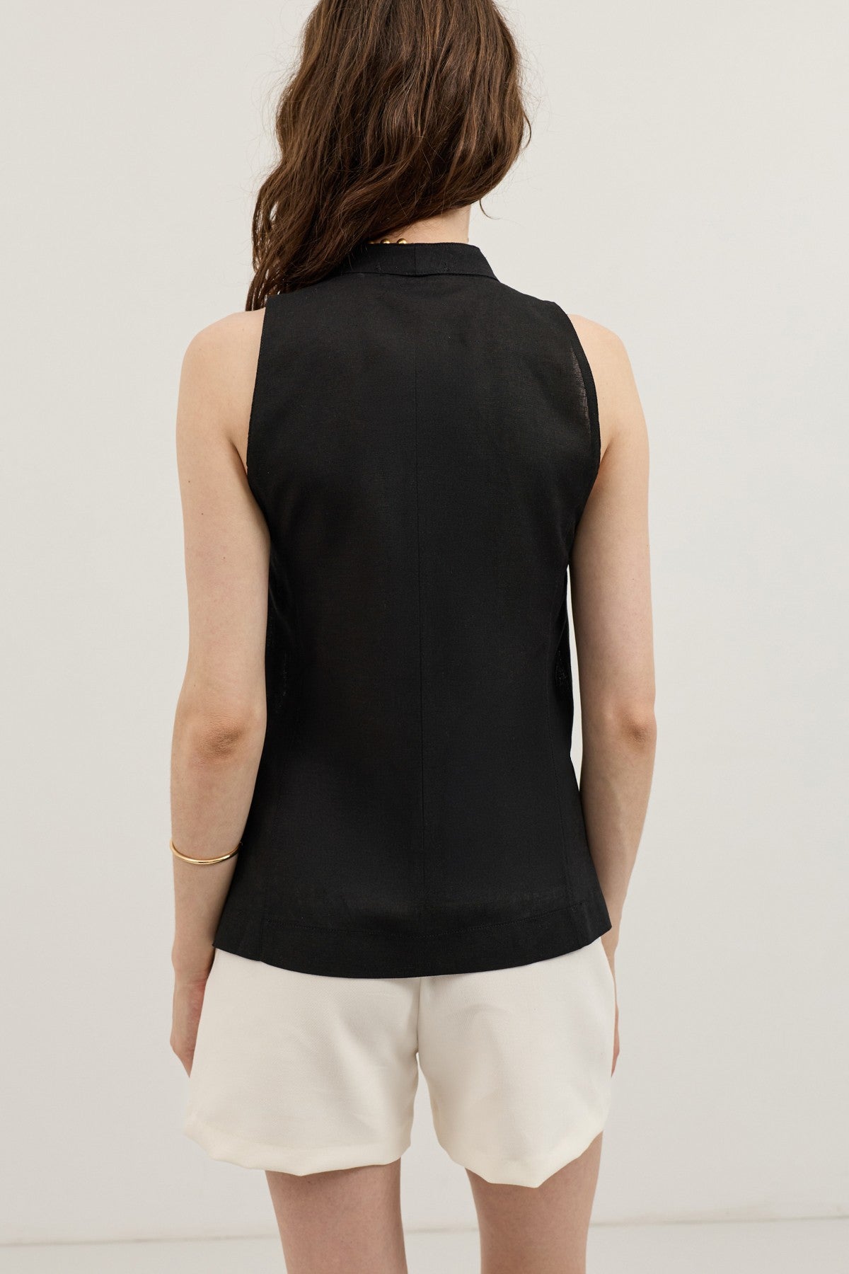 Women's Linen-Blend Wrap-Style Vest