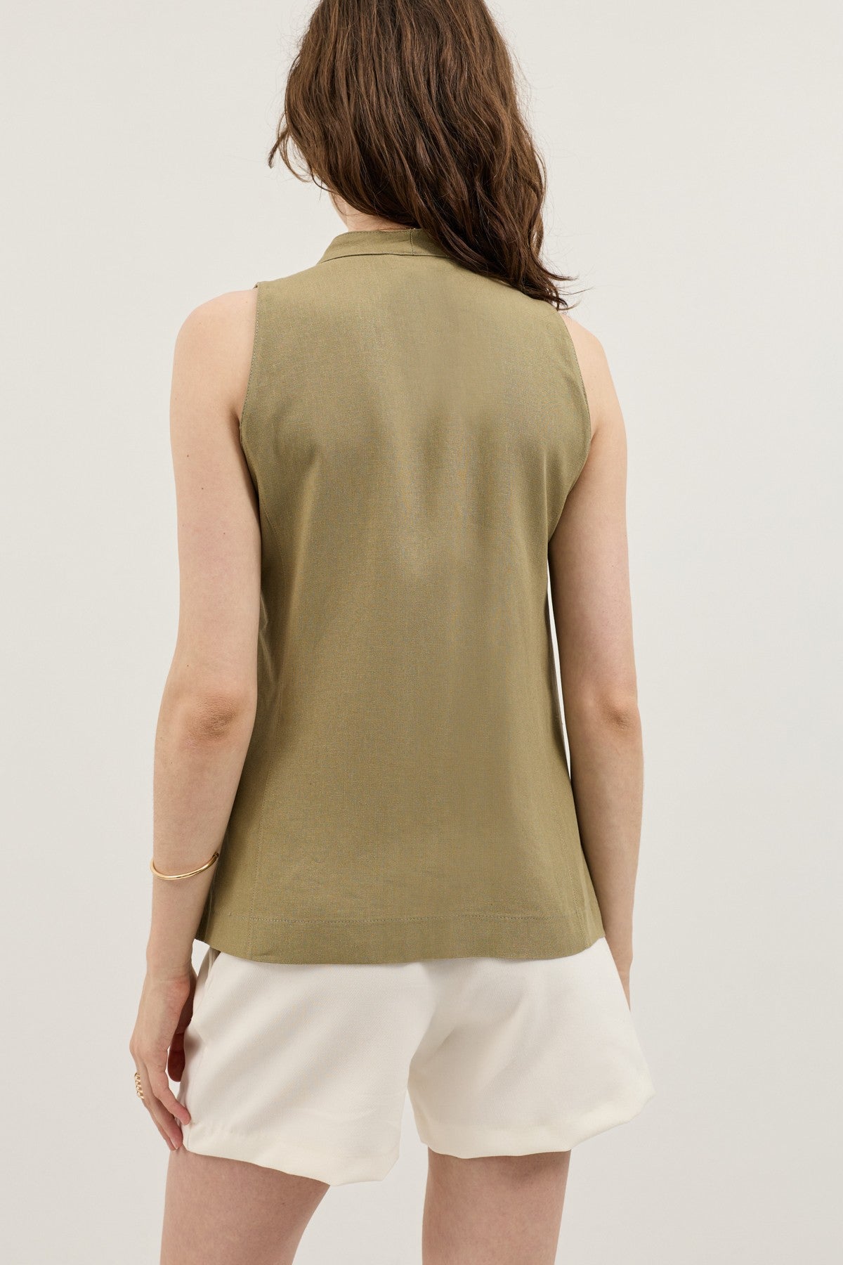 Women's Linen-Blend Wrap-Style Vest