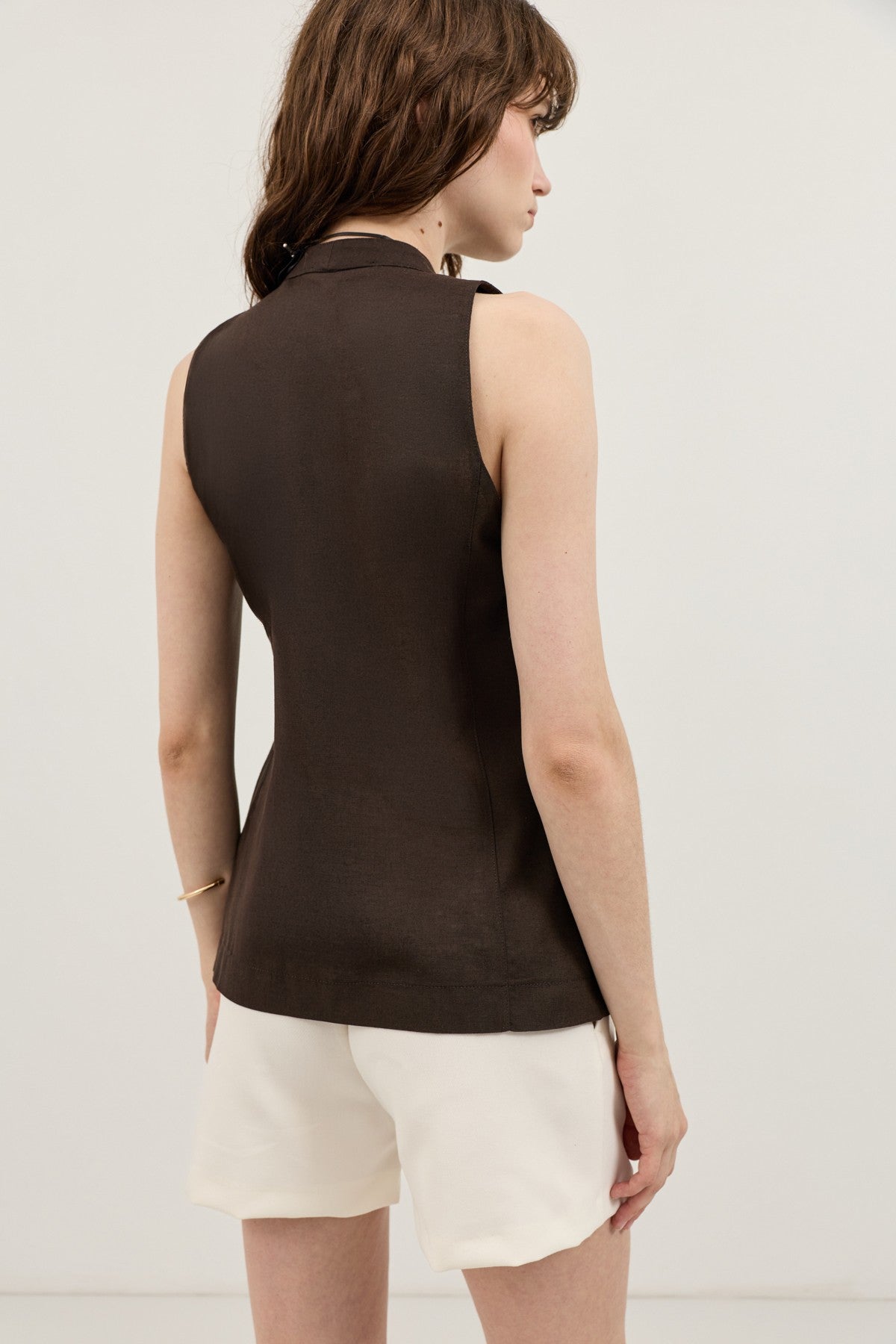 Women's Linen-Blend Wrap-Style Vest