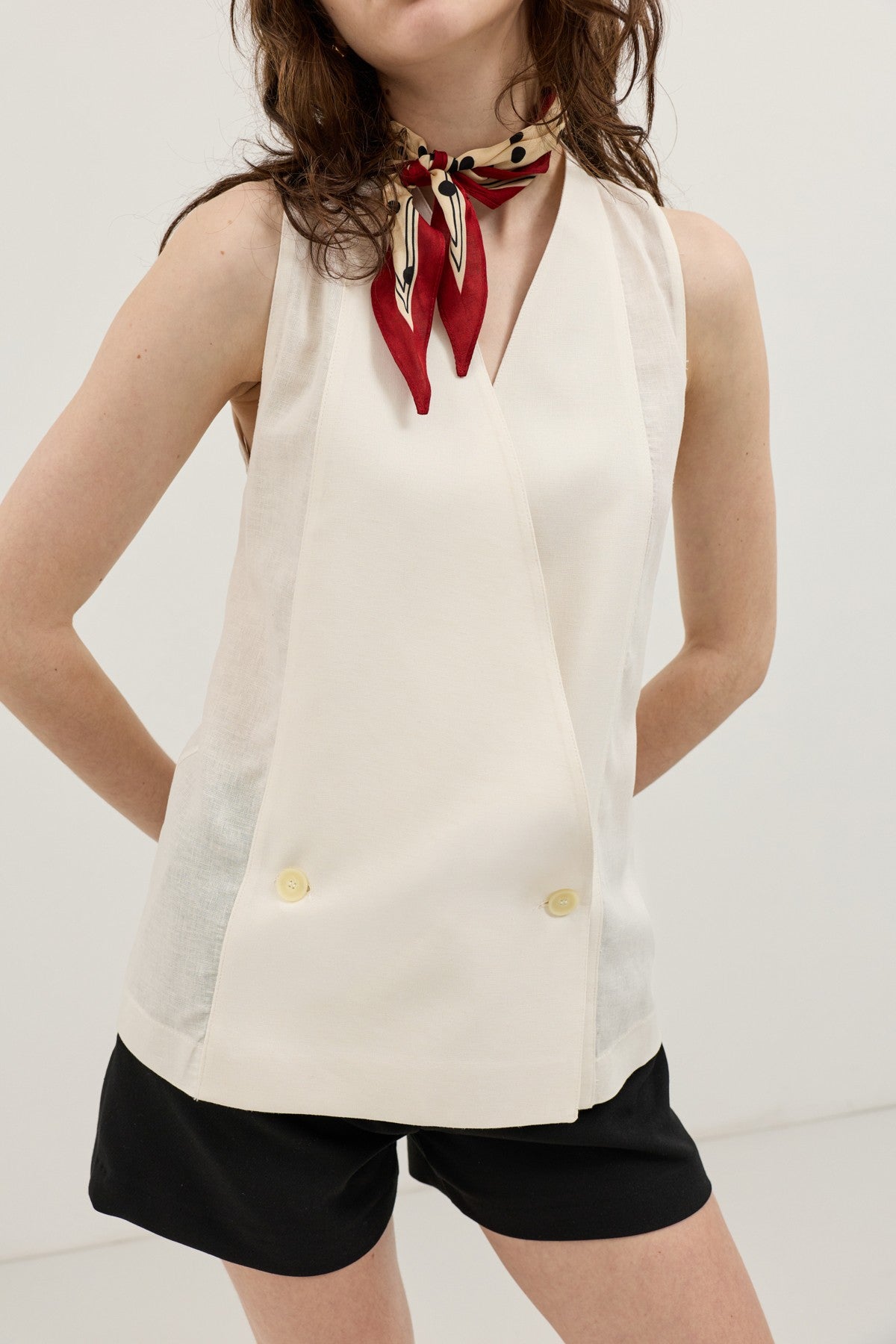 Women's Linen-Blend Wrap-Style Vest