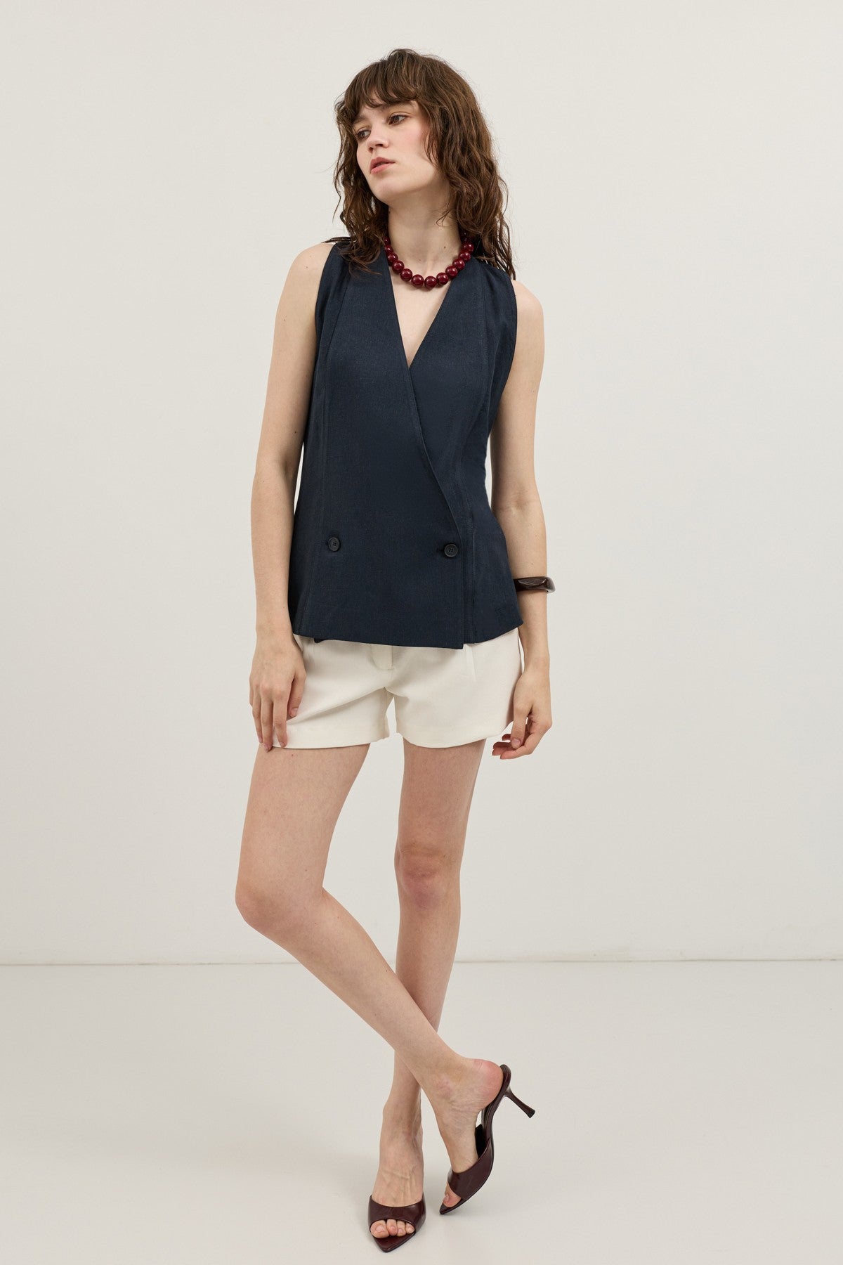 Antioch Linen-Blend Cross-Over Women's Vest