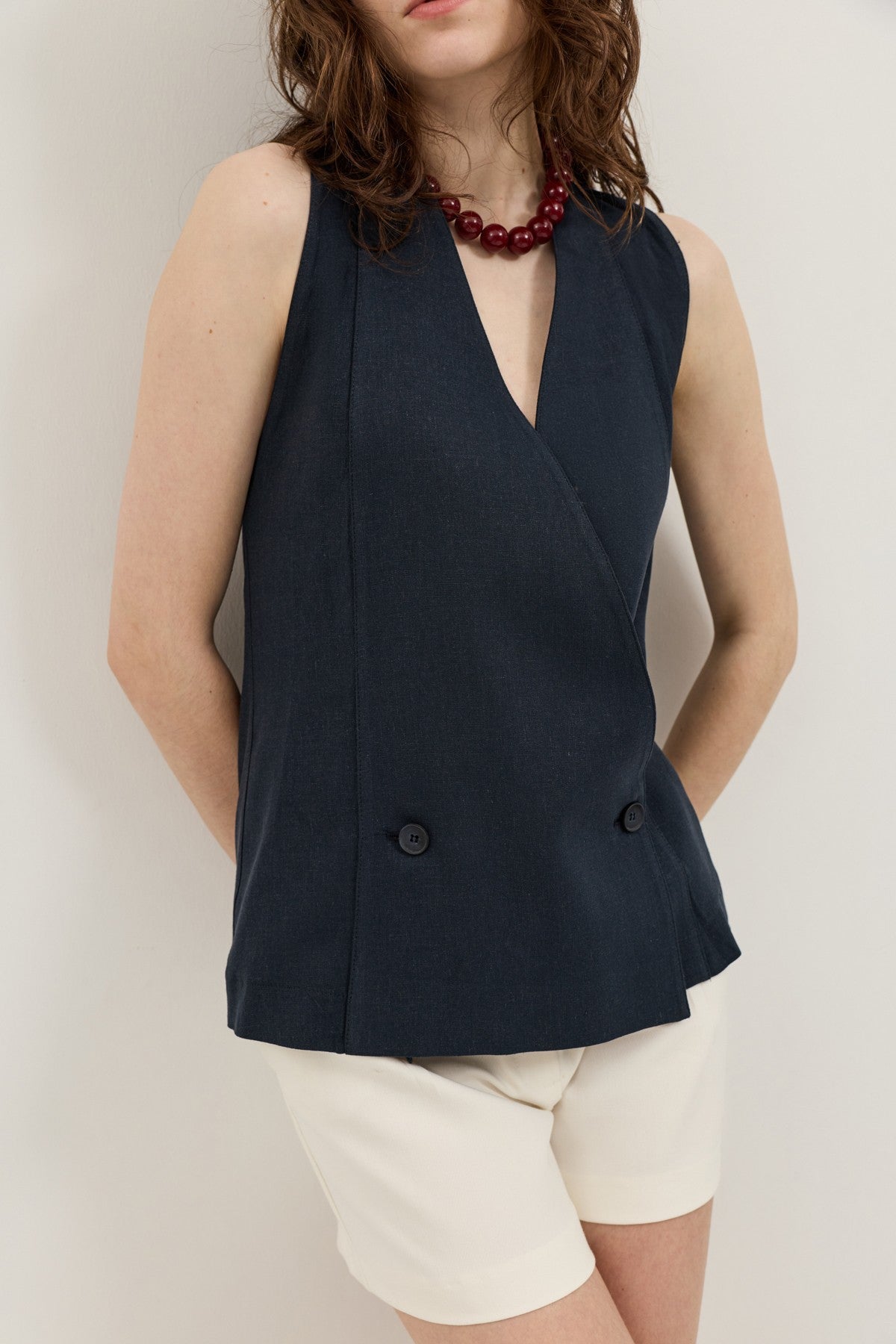 Antioch Linen-Blend Cross-Over Women's Vest