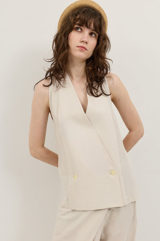Antioch Linen-Blend Cross-Over Women's Vest