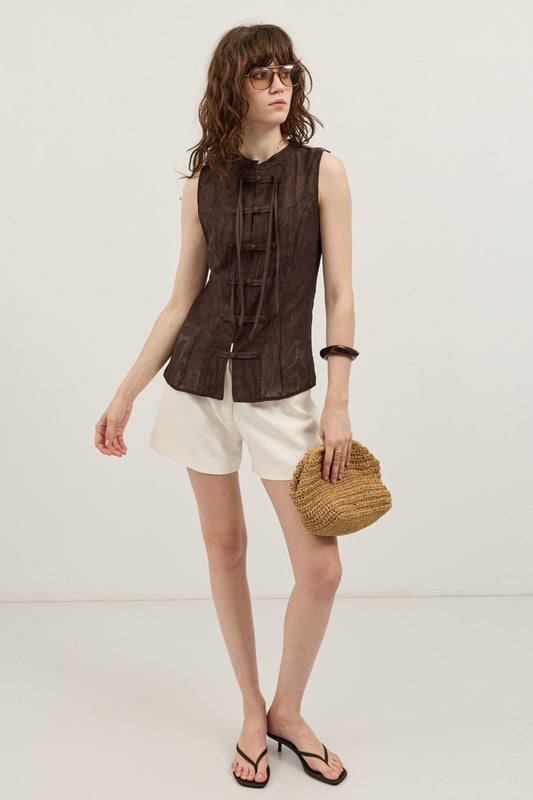 Antioch Embellished Button-Textured Women's Vest