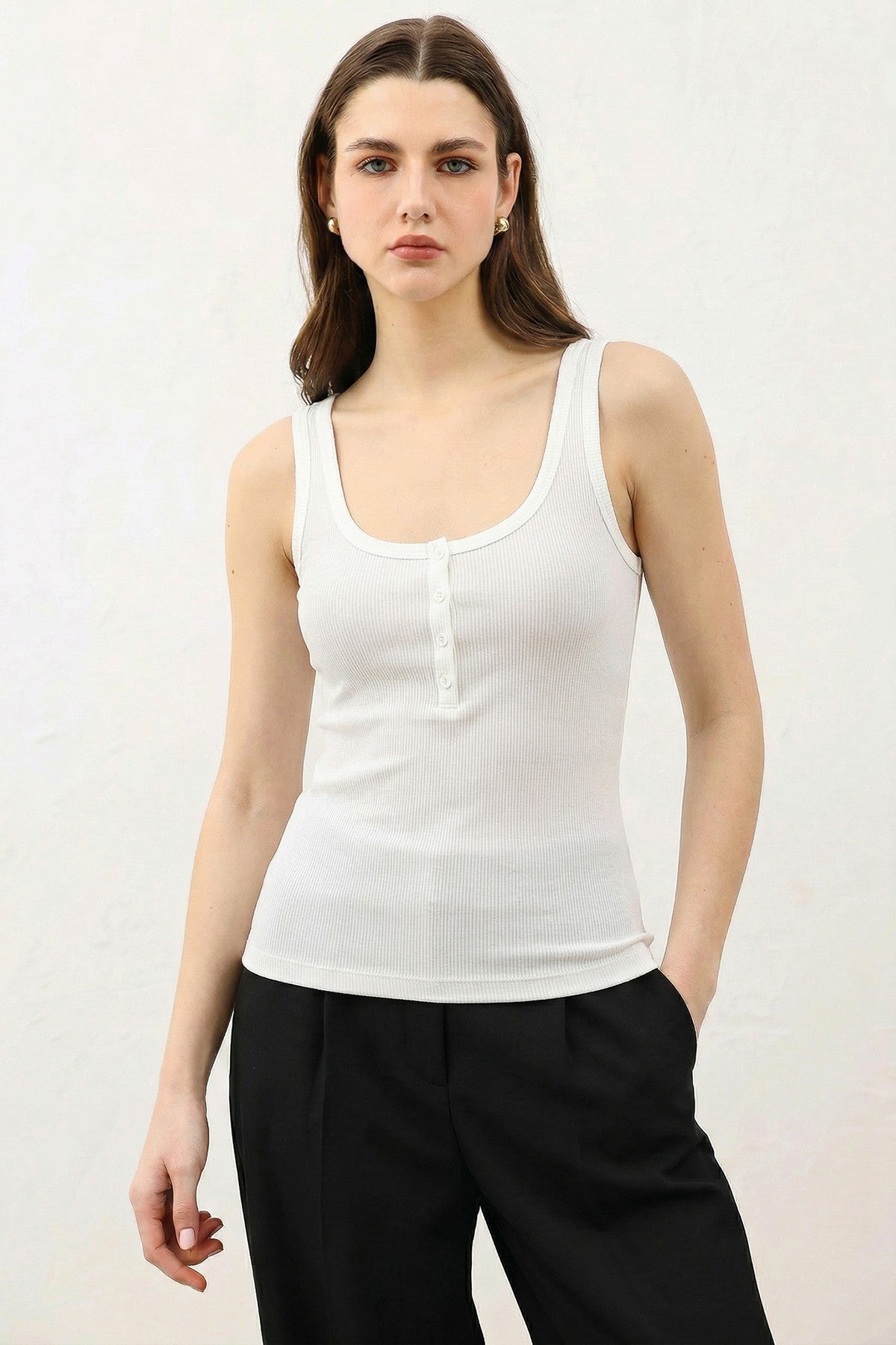 Antioch Women's T-Shirt with Button Detail