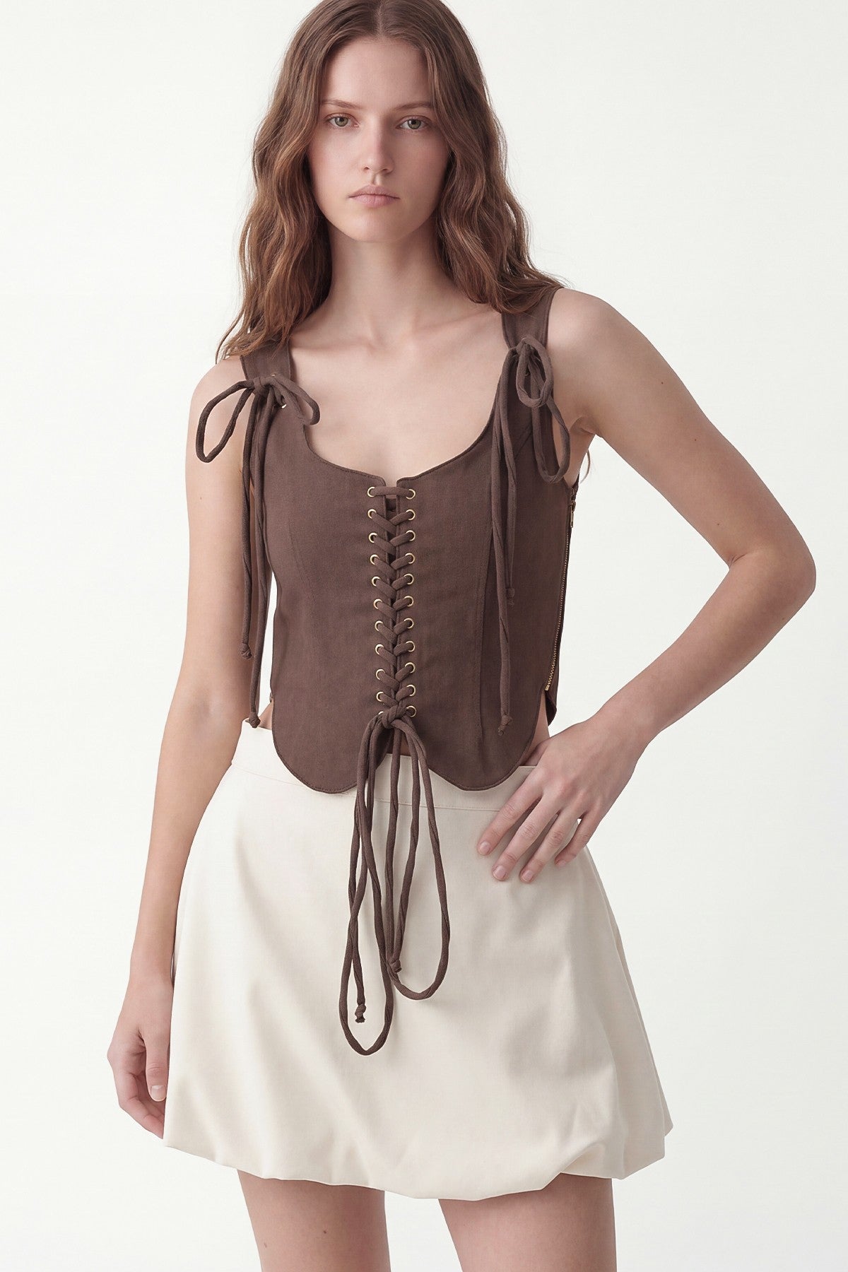 Zippered Corset-Style Top