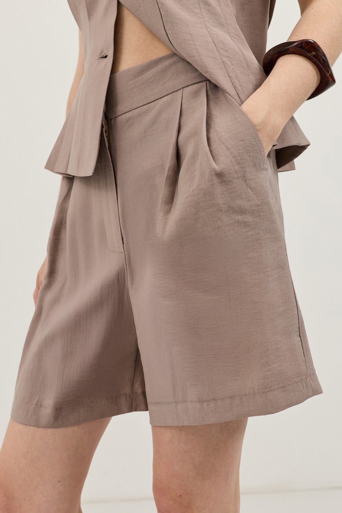 Pleated Vest and Shorts Set for Women