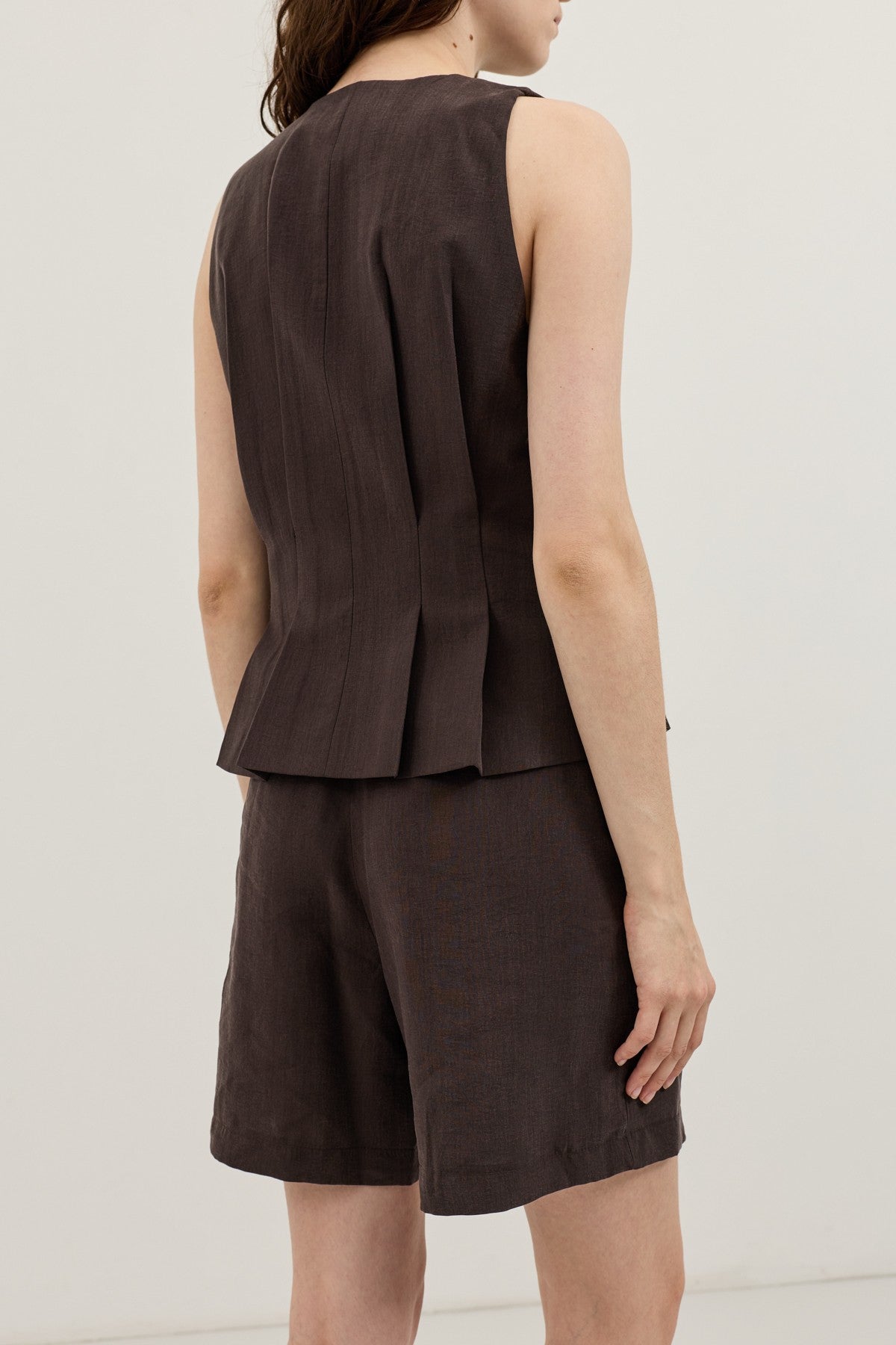 Pleated Vest and Shorts Set for Women