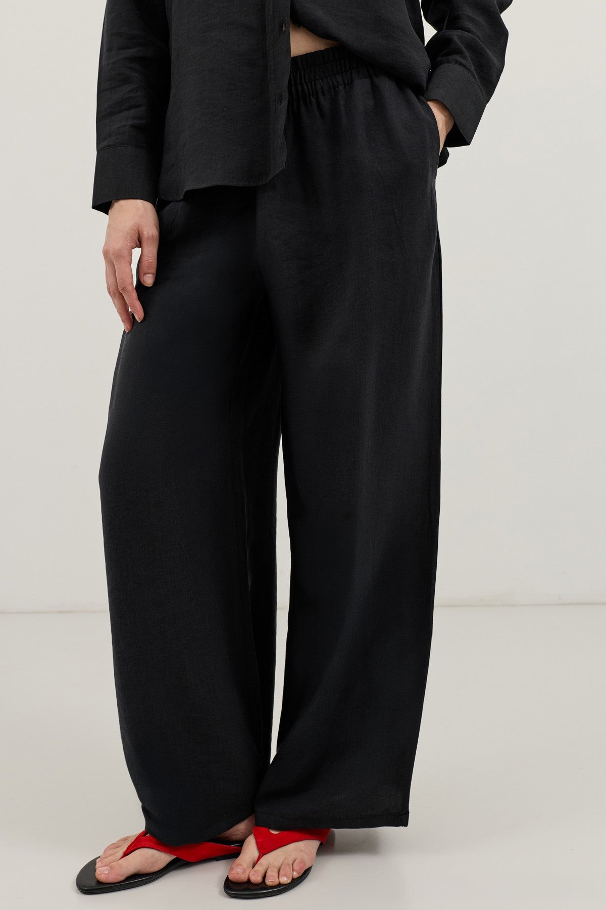 Wide-Leg Pants and Shirt Set