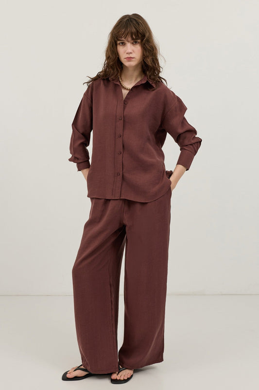 Wide-Leg Pants and Shirt Set