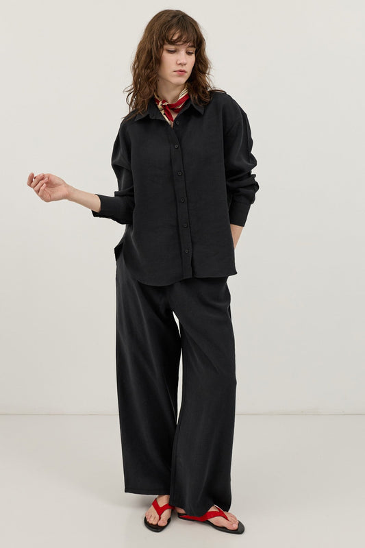 Wide-Leg Pants and Shirt Set