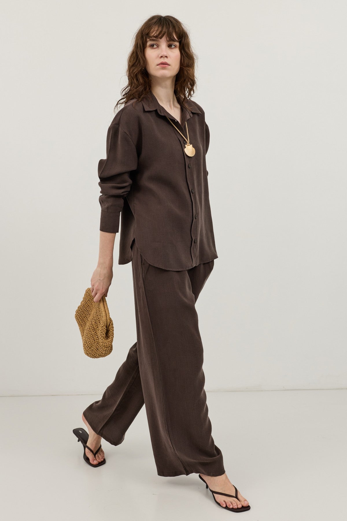 Wide-Leg Pants and Shirt Set