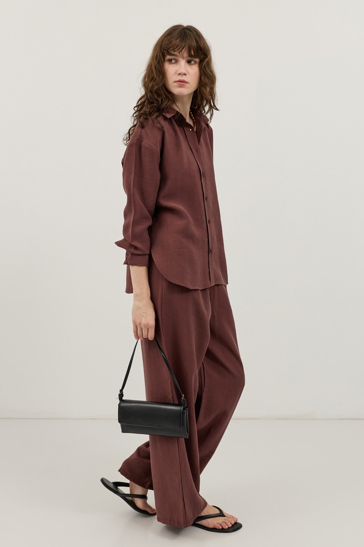 Wide-Leg Pants and Shirt Set