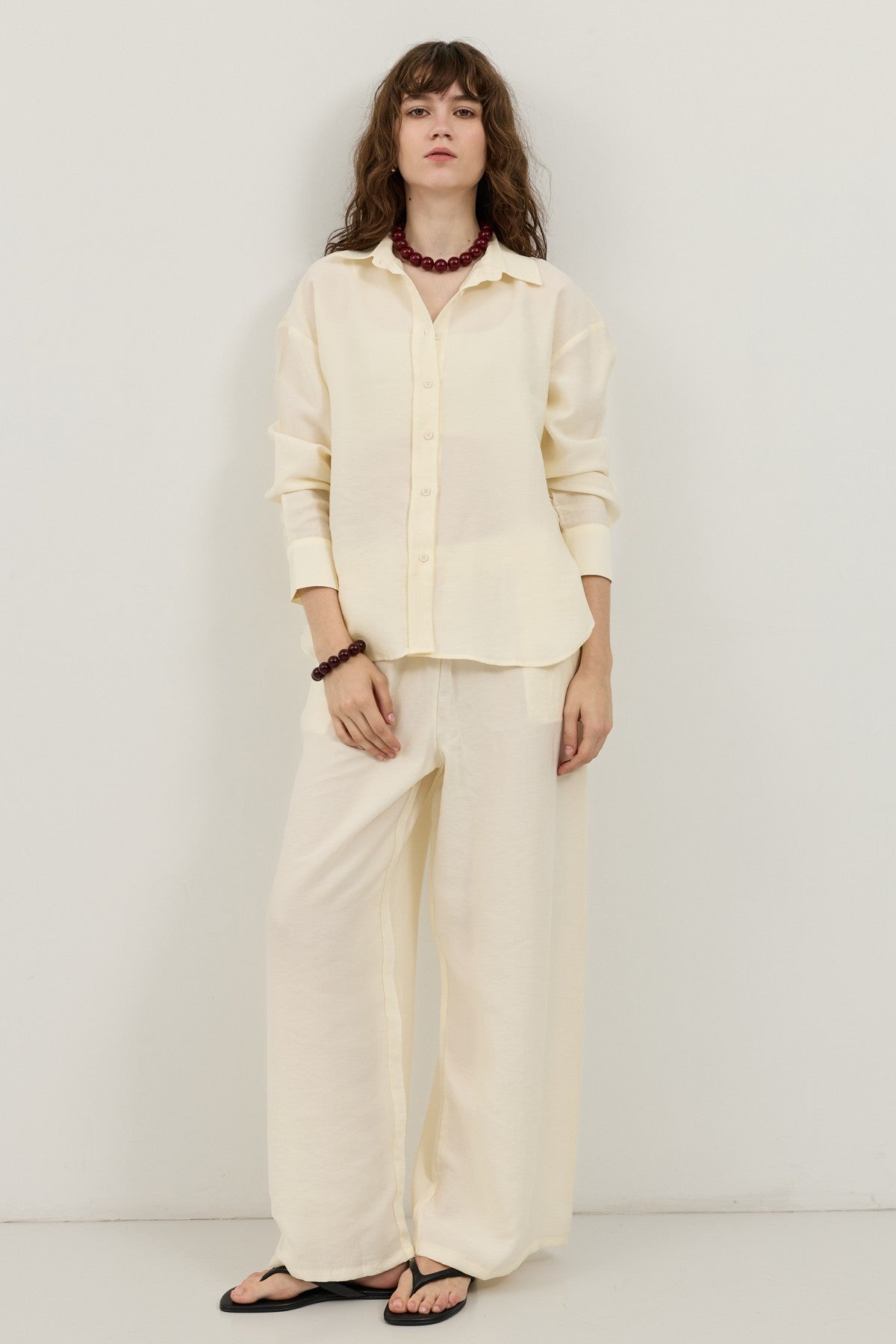 Wide-Leg Pants and Shirt Set