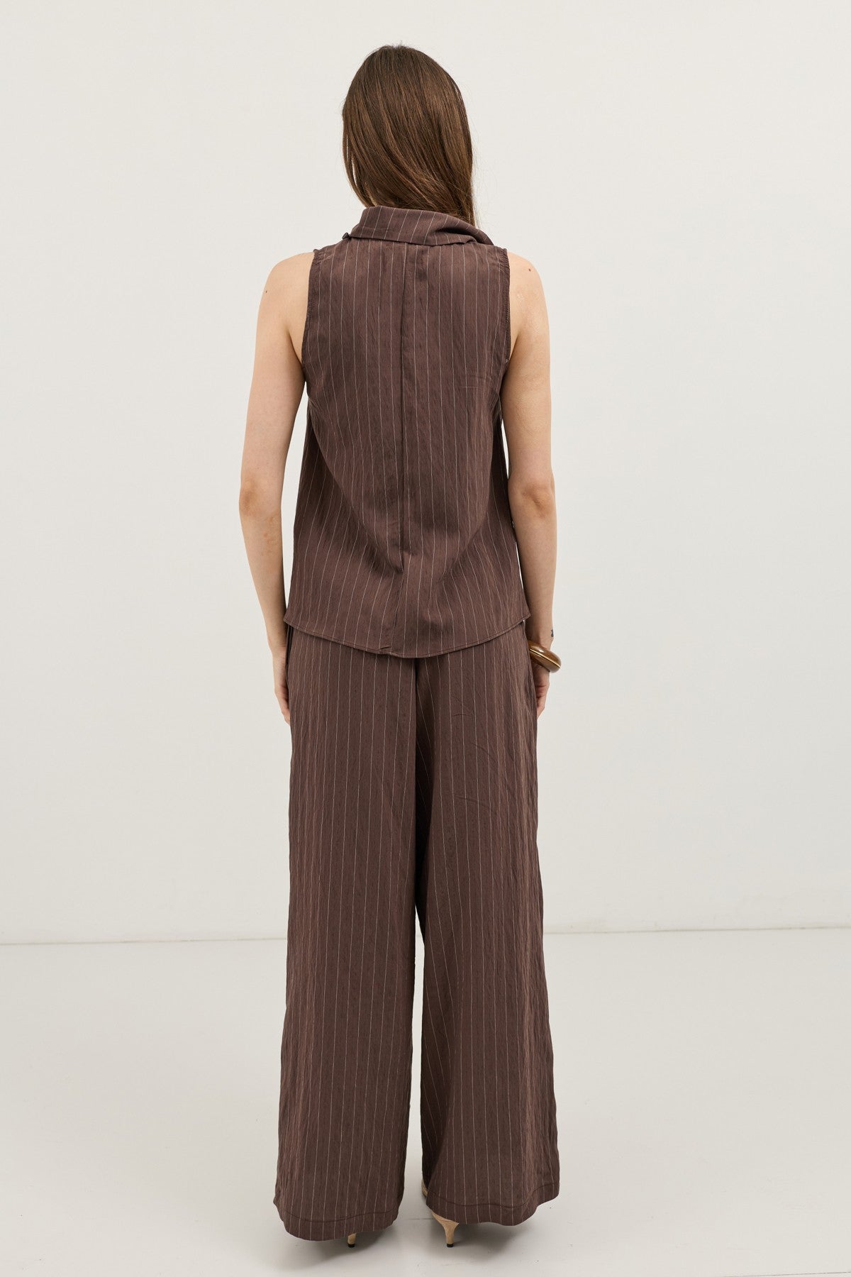 Women's Striped Set with Shawl Collar