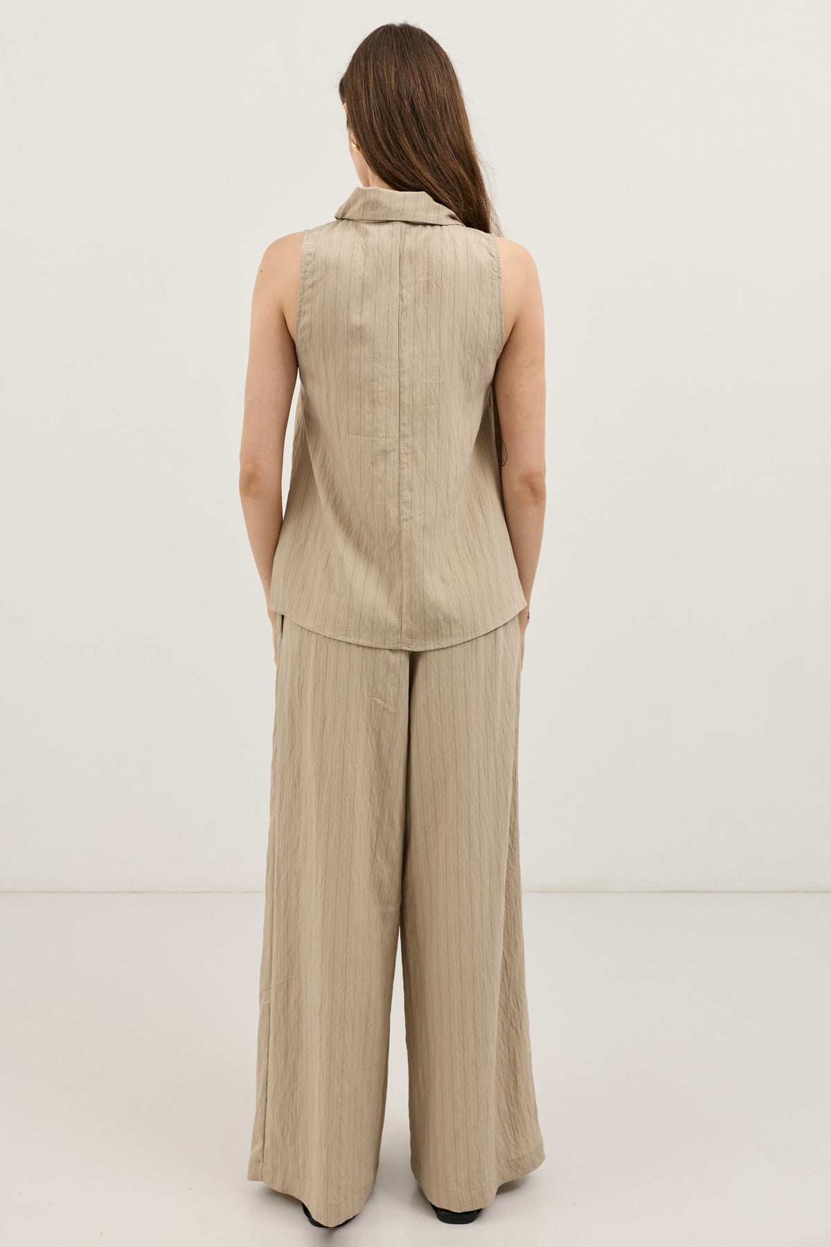 Women's Striped Set with Shawl Collar