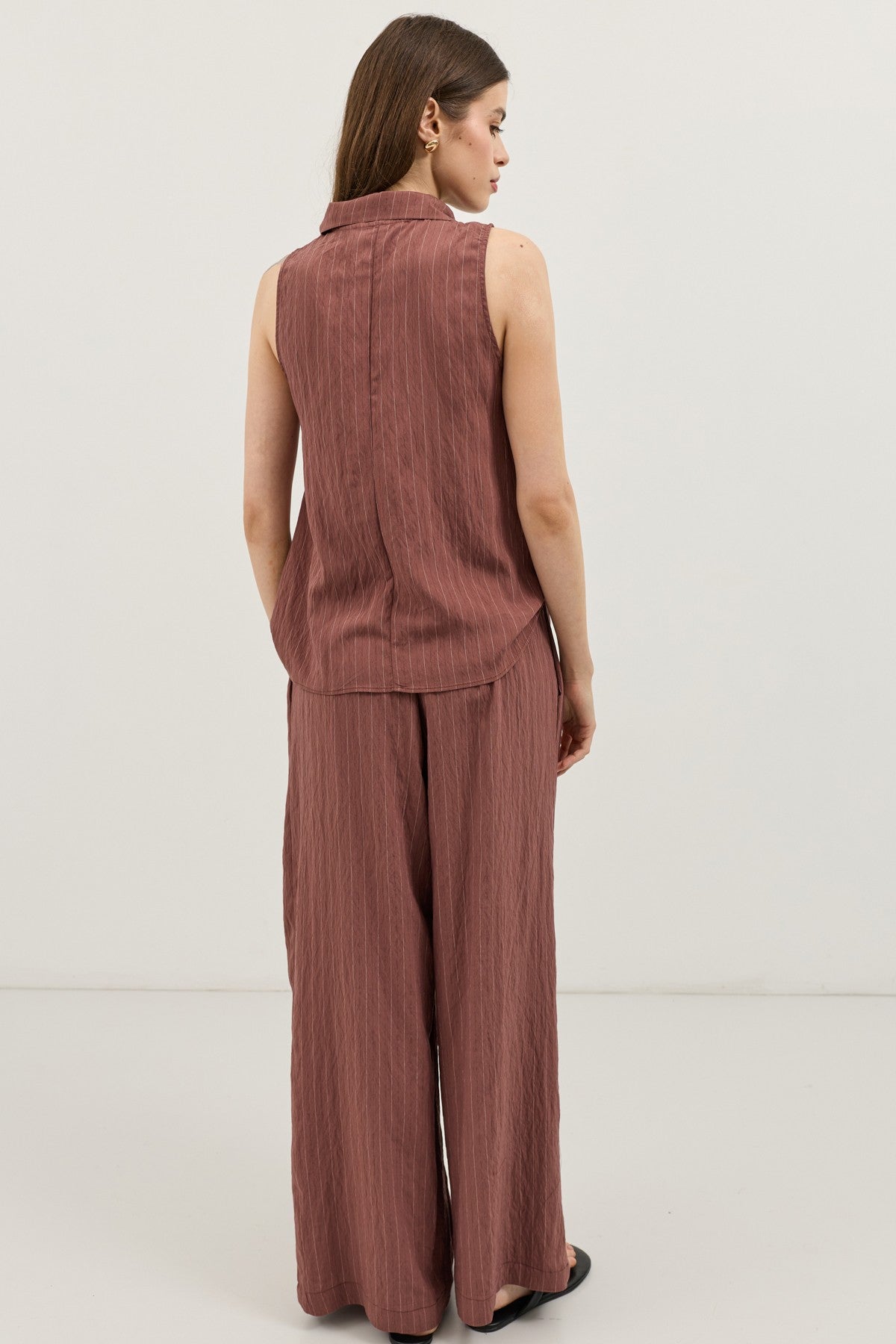 Women's Striped Set with Shawl Collar