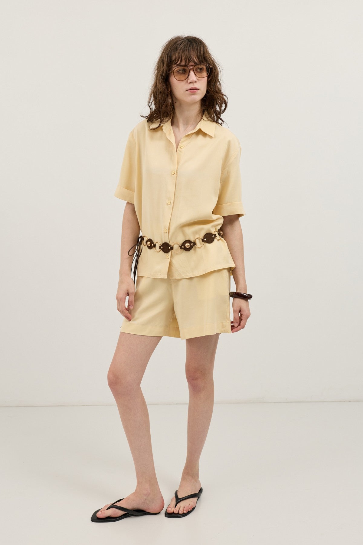 100% Lyocell Shirt and Shorts Set for Women