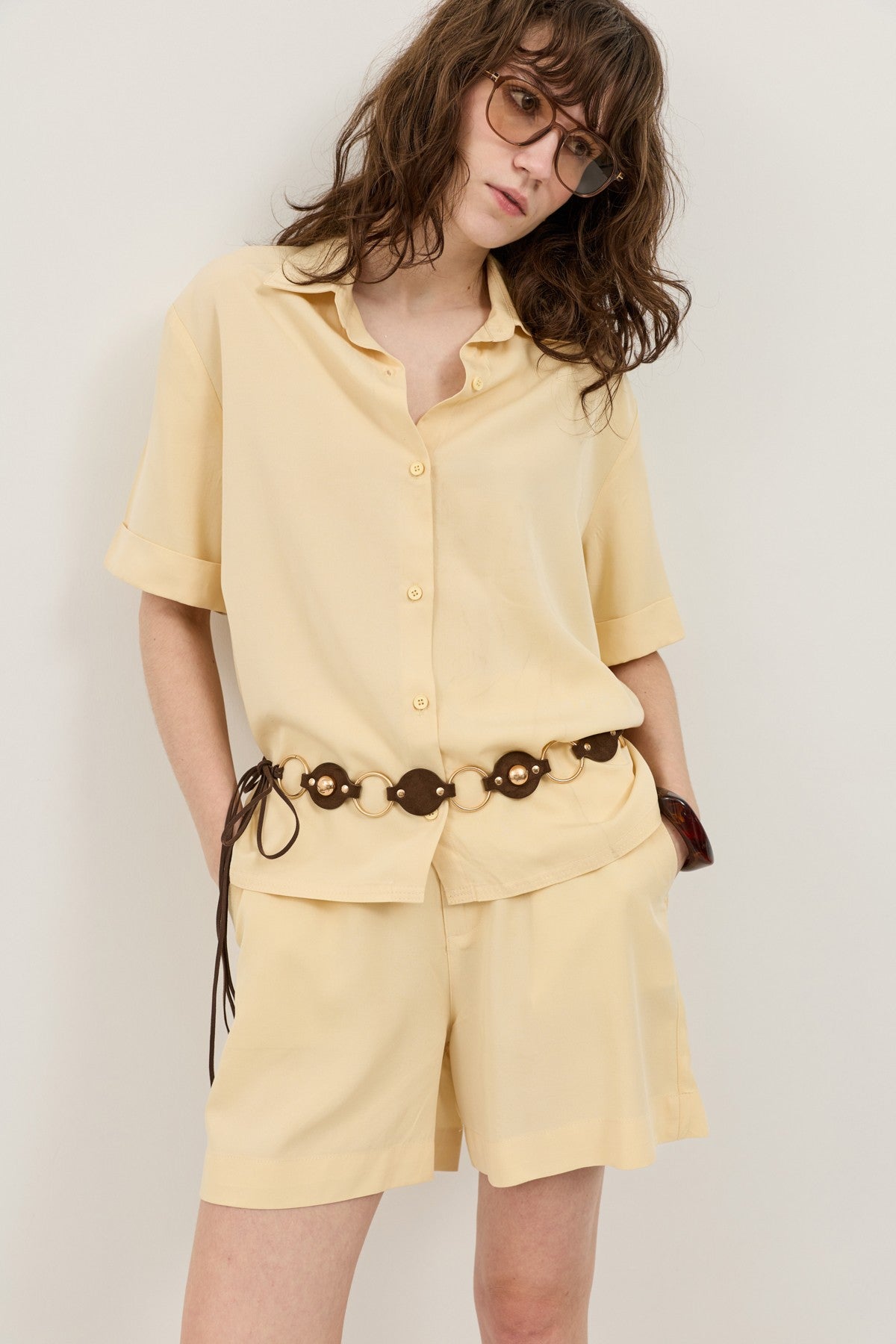100% Lyocell Shirt and Shorts Set for Women