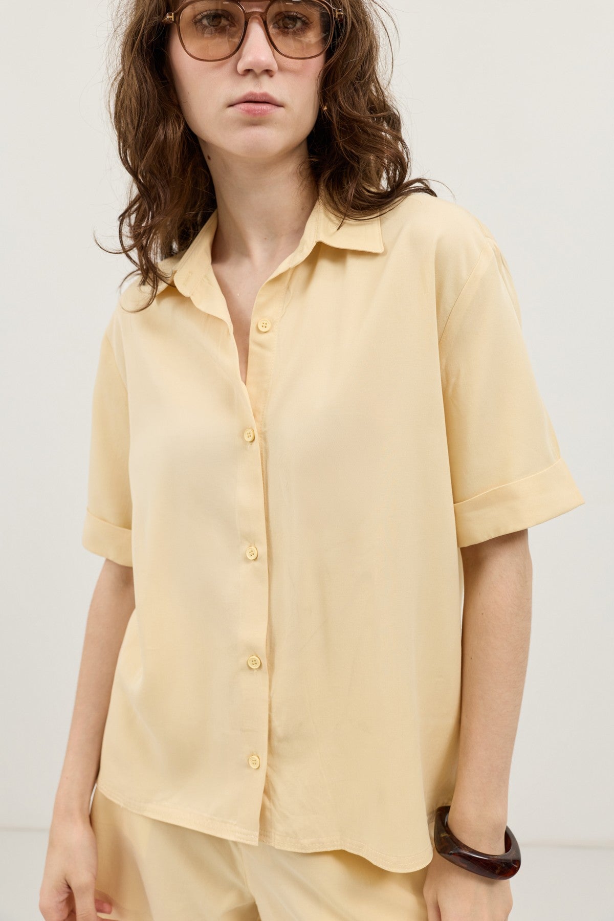 100% Lyocell Shirt and Shorts Set for Women
