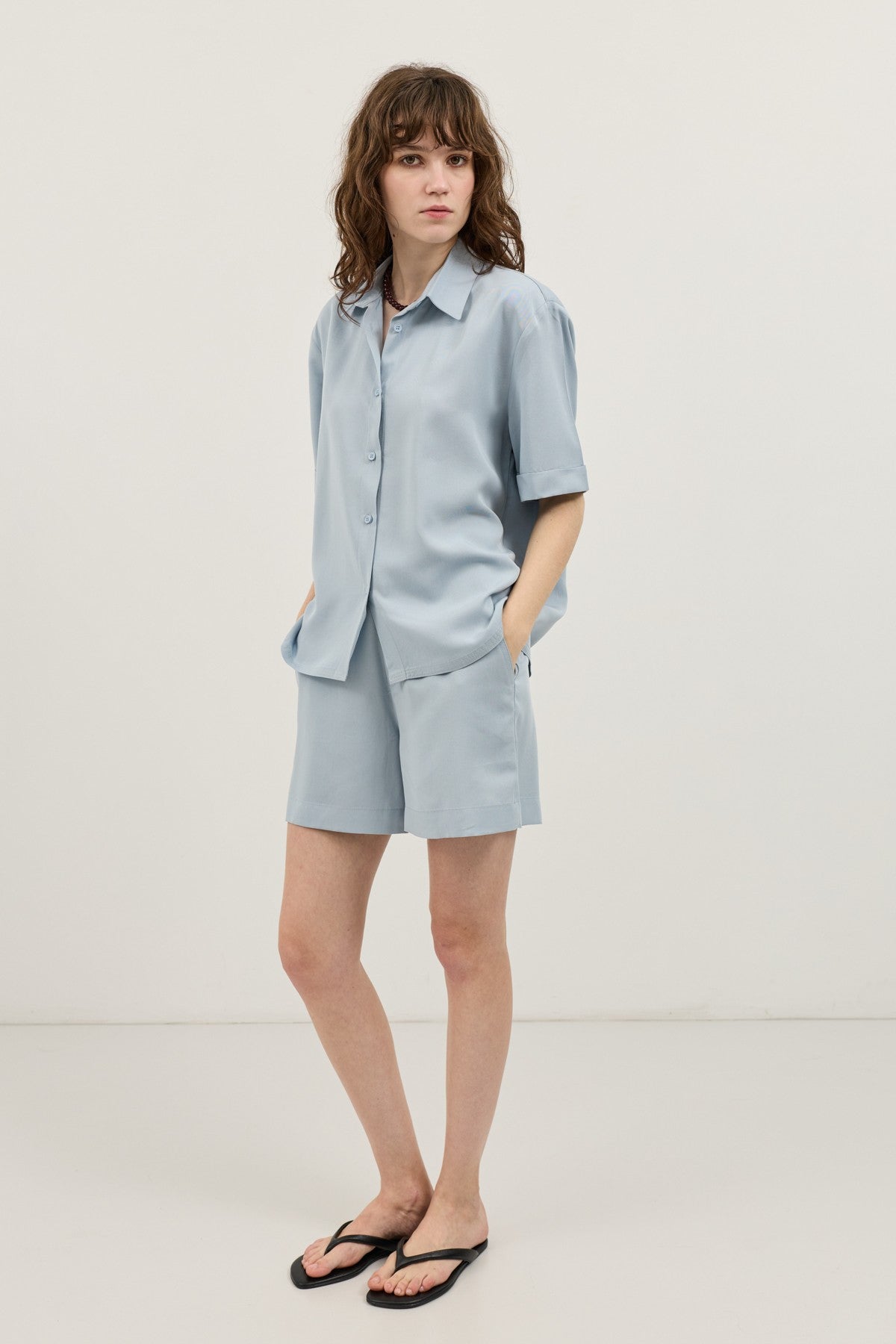 100% Lyocell Shirt and Shorts Set for Women
