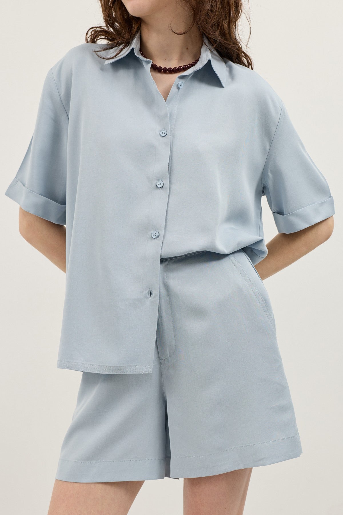 100% Lyocell Shirt and Shorts Set for Women