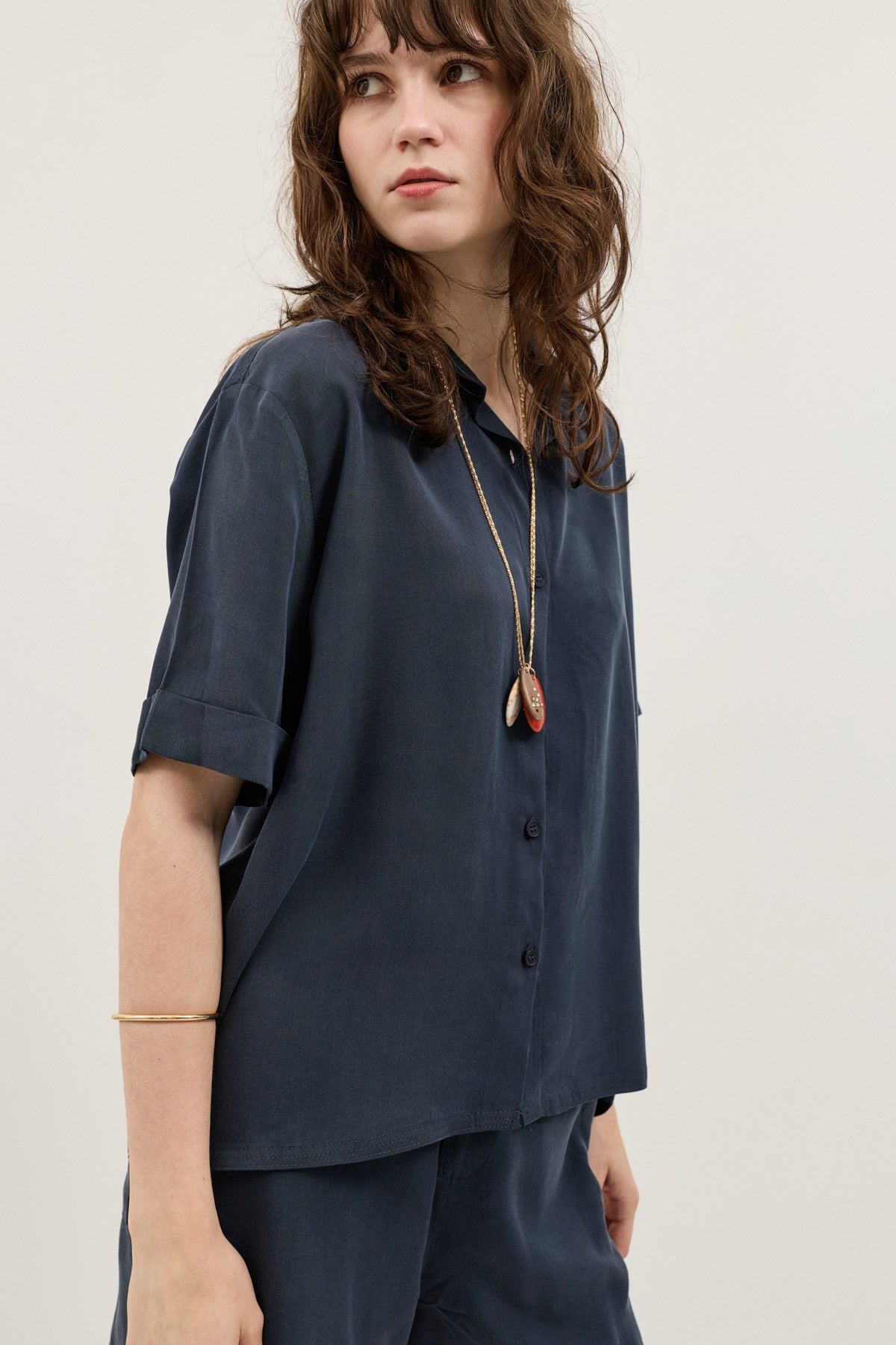 100% Lyocell Shirt and Shorts Set for Women