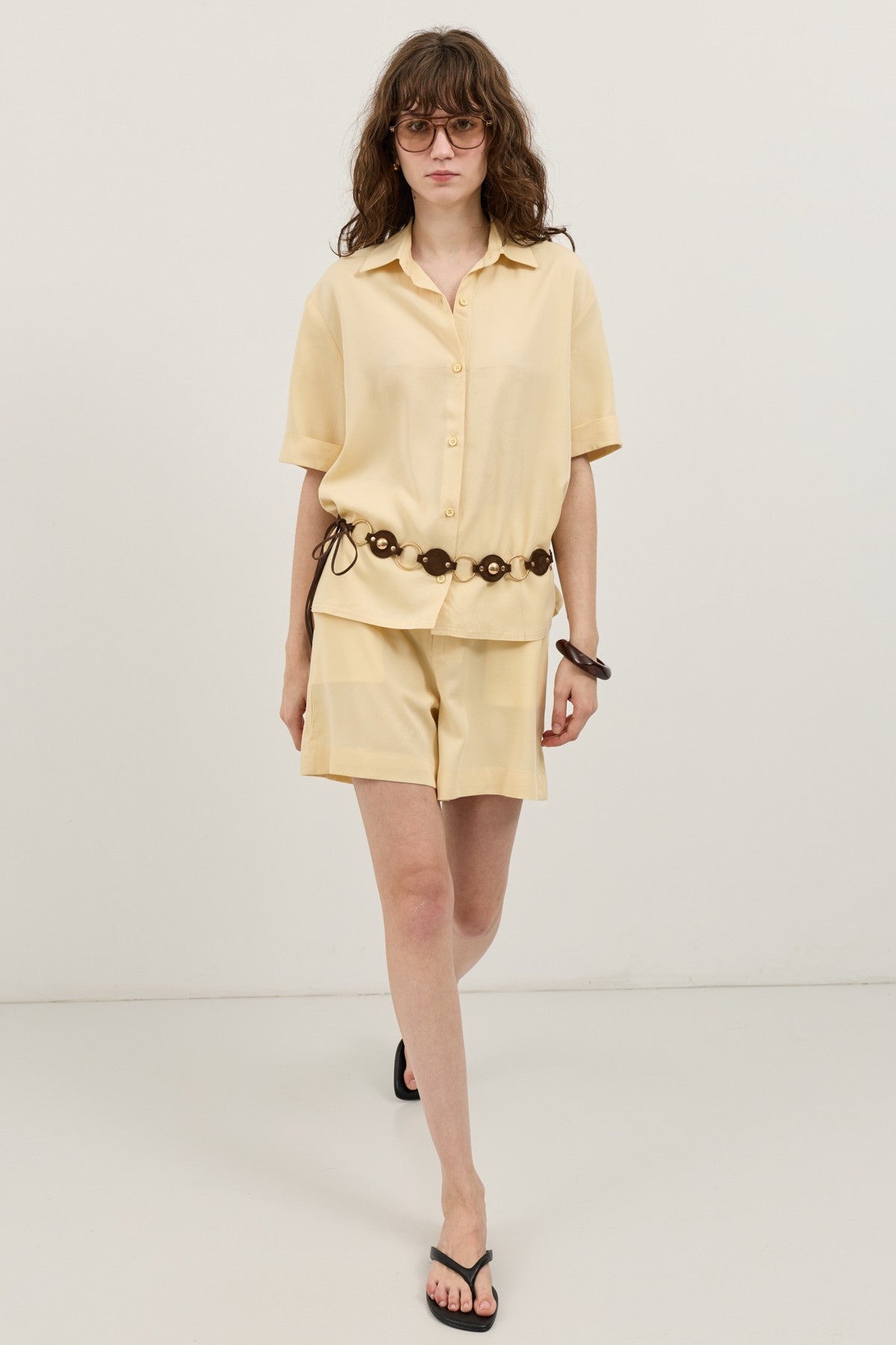 100% Lyocell Shirt and Shorts Set for Women