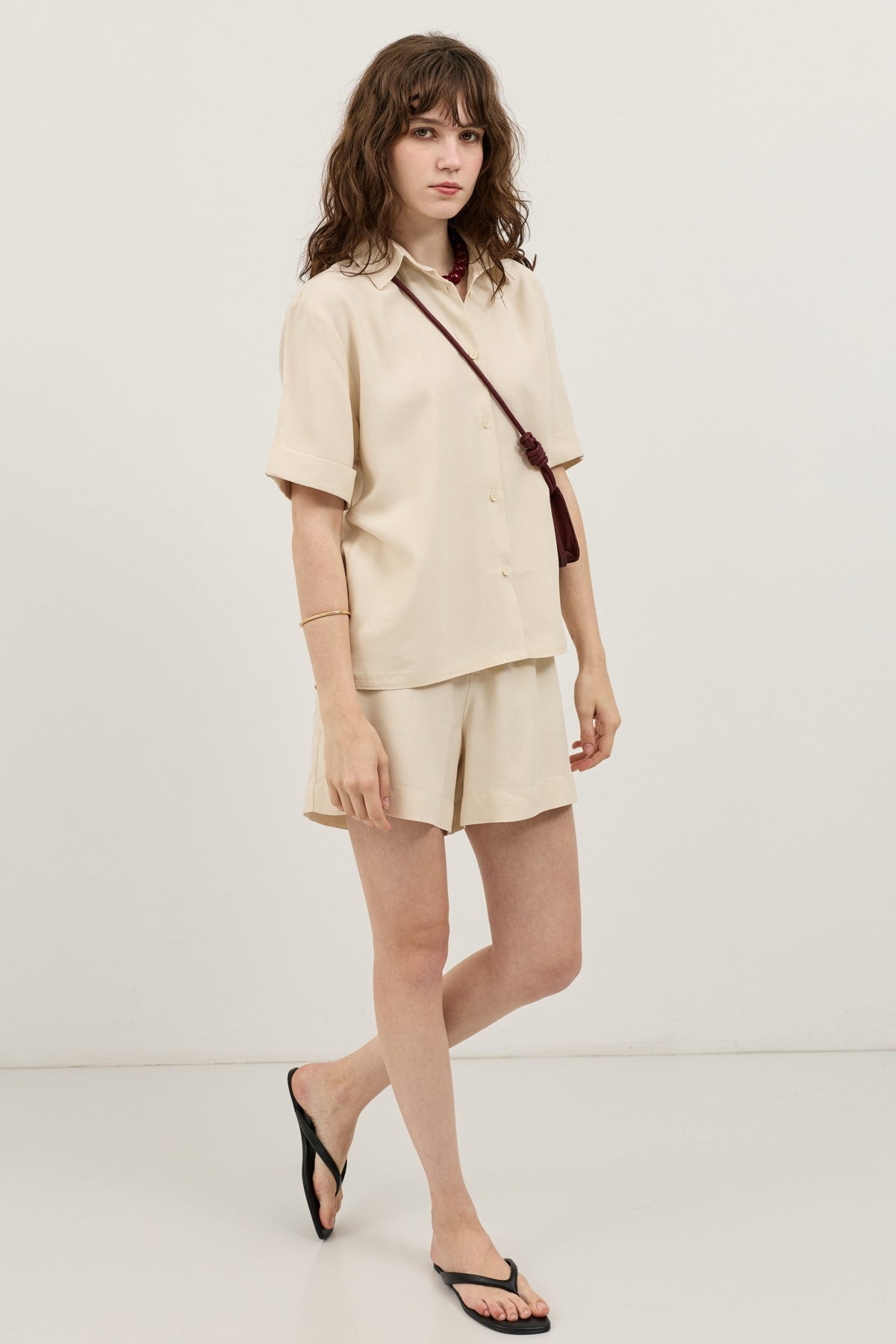 100% Lyocell Shirt and Shorts Set for Women