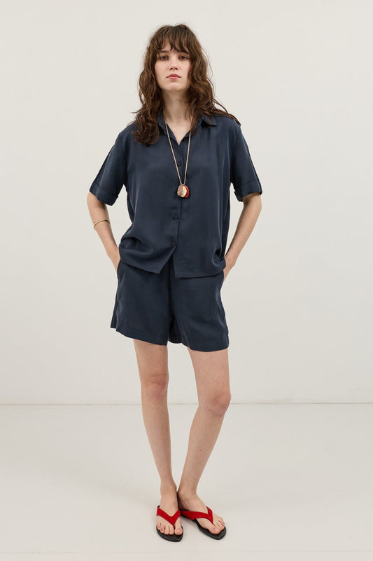 100% Lyocell Shirt and Shorts Set for Women