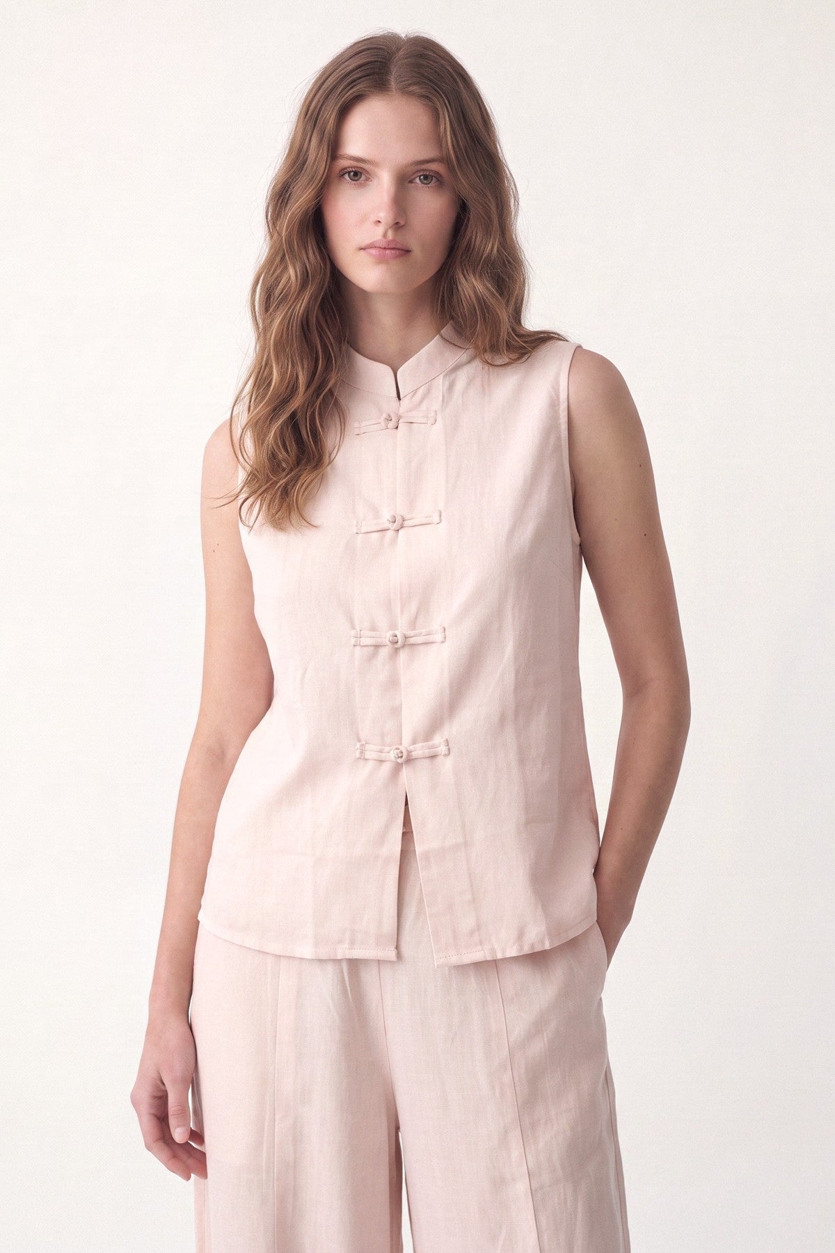 Linen-Blend Embellished Button Set