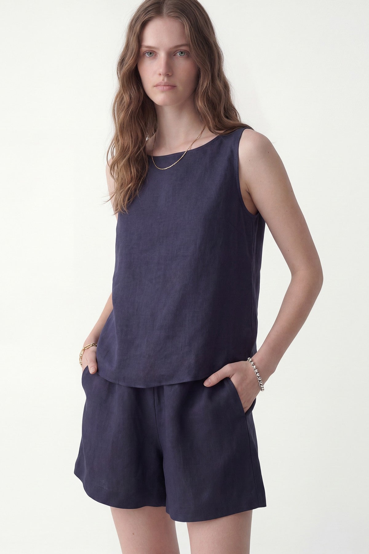 100% Linen Shorts Set